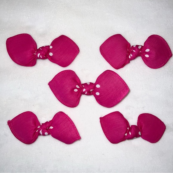 Pink and White Polka Dot Retro Bandana Knotted Hair Bow - Picture 9 of 11